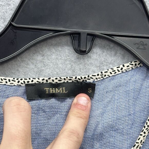 Anthropologie THML Top Womens Size Small Sleeveless Cage Front Peplum Blue S - Picture 2 of 7